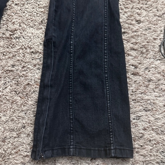 Y2K Express Mid Rise Black Whiskered Bootcut Jeans Women’s Size 14 Zipper Leg - Picture 8 of 16